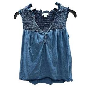 Nwot INDUSTRY Blue Ruffled Smocked Top